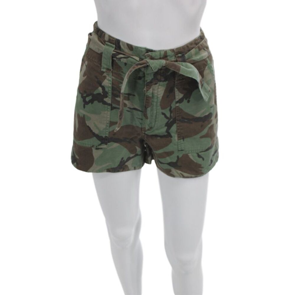 Les Coyotes De Paris Unisex Cargo Green Camouflage Shorts Size 12